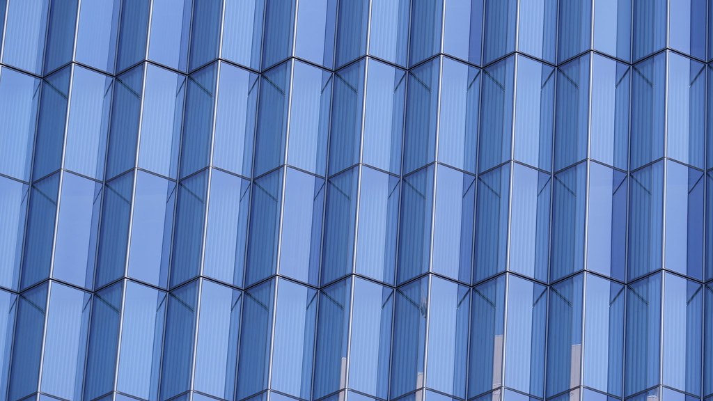 Johny Vino abstract architecture photograph of a blue glass building facade