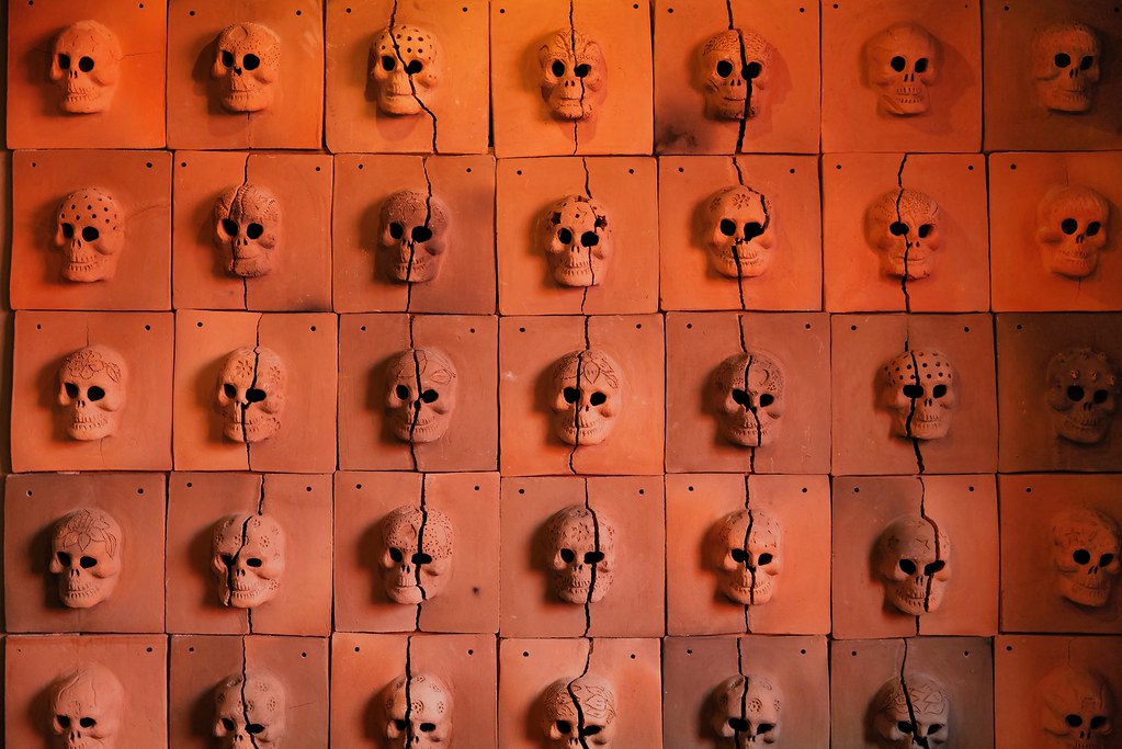 Johny Vino abstract photograph of an orange mask grid pattern