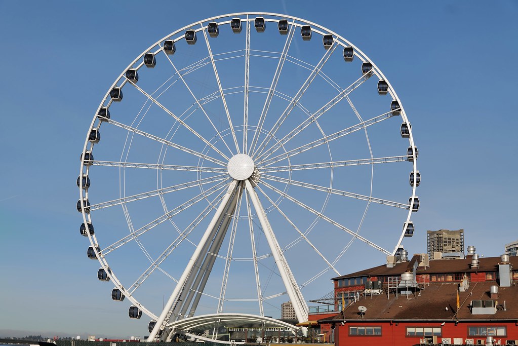 Johny Vino architecture photograph of a Ferris wheel cityscape
