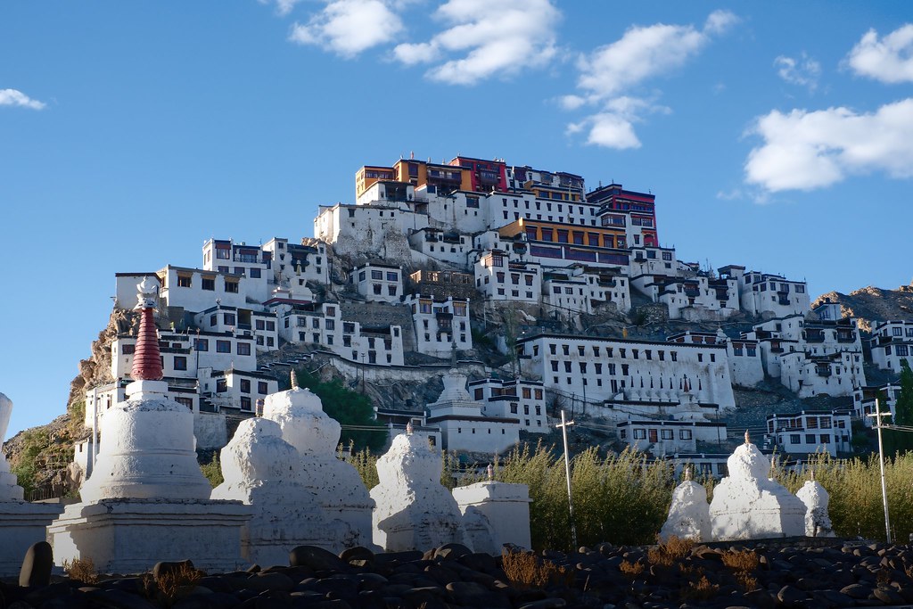 Johny Vino architecture photograph of hillside white buildings and fountains