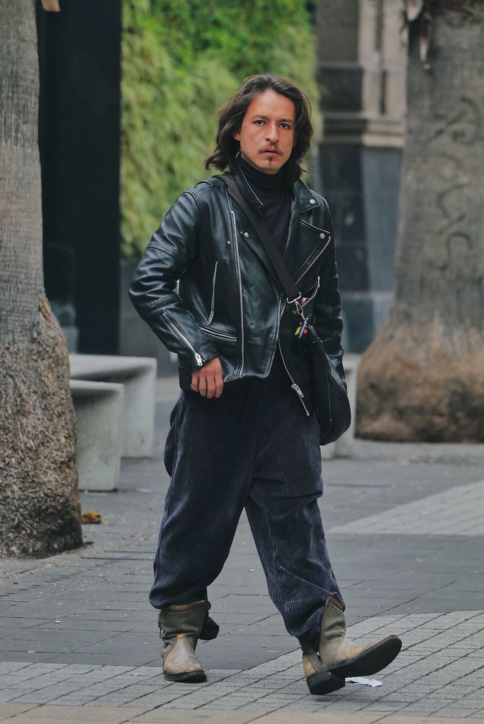 Johny Vino urban fashion portrait photograph in black leather