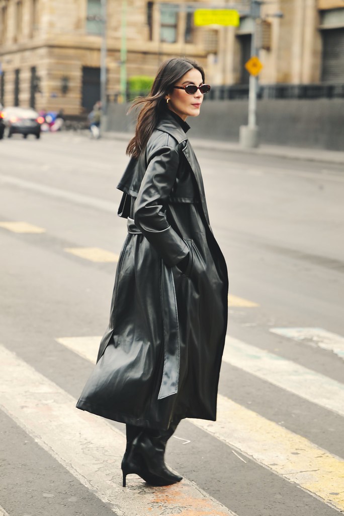 Johny Vino street portrait photograph with a black trench coat